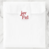  Red Joyful typografie kerst/feestdag Ronde Sticker (Tas)