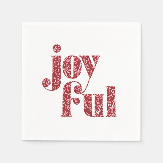  Red Joyful typografie kerst/feestdag Servet (Voorkant)