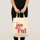  Red Joyful typografie kerst/feestdag Tote Bag (Voorkant (product))