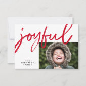 Red Joyful typografie Moderne kerstfoto Kaart (Voorkant)