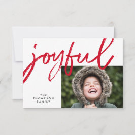 Red Joyful typografie Moderne kerstfoto Kaart
