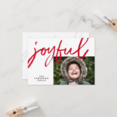 Red Joyful typografie Moderne kerstfoto Kaart (Voorkant / Achterkant in situ)