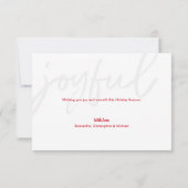 Red Joyful typografie Moderne kerstfoto Kaart (Achterkant)