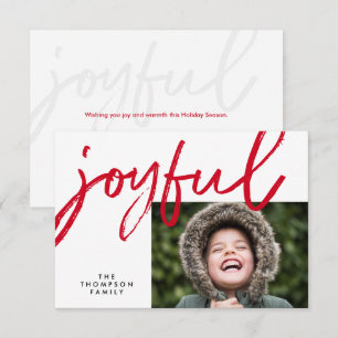 Red Joyful typografie Moderne kerstfoto Kaart