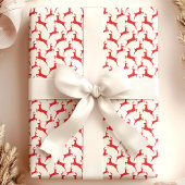 Red Jumping Deer Kerstmis Cadeaupapier