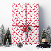Red Jumping Deer Kerstmis Cadeaupapier