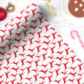 Red Jumping Deer Kerstmis Cadeaupapier