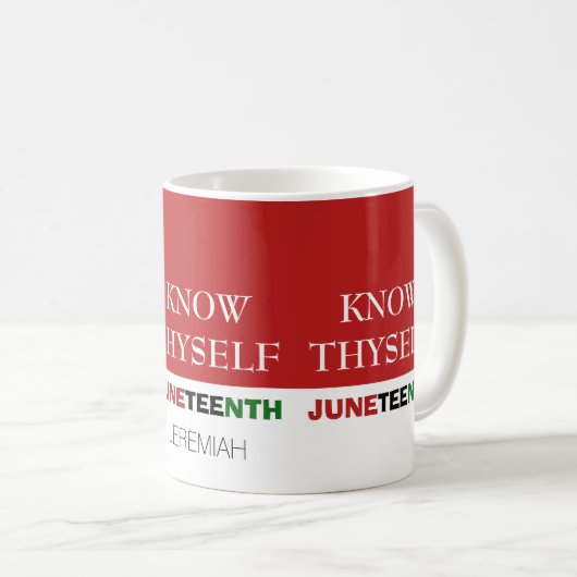 Red JUNETEENTH Persoonlijk WEET ZELF Koffiemok (Voorkant rechts)