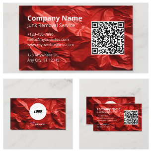 Red Junk Removal Hauling Service Logo Visitekaartje