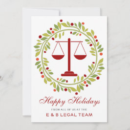 Red Justice Scale Holly Wreatlaw Firm Feestdagenkaart