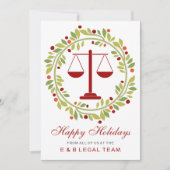 Red Justice Scale Holly Wreatlaw Firm Feestdagenkaart (Voorkant)