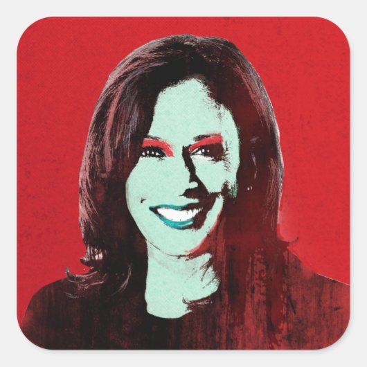 Red Kamala Harris Pop Art Vierkante Sticker (Voorkant)