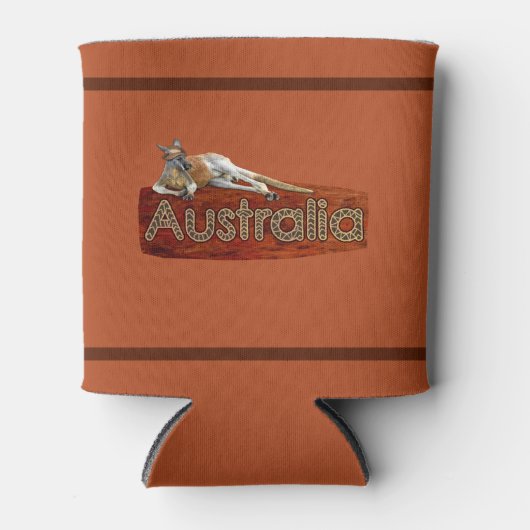 Red Kangaroo in het Pet Slouch Blikjeskoeler (Voorkant)