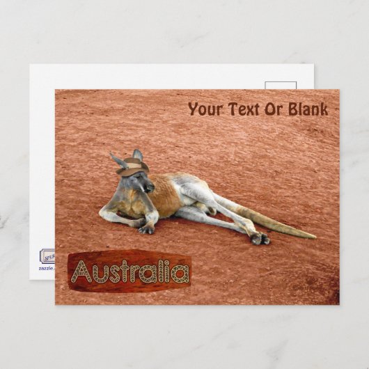 Red Kangaroo in het Pet Slouch Briefkaart (Voorkant / Achterkant)