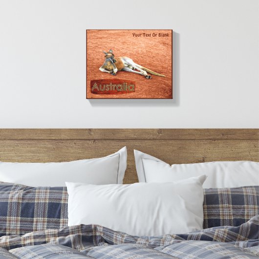 Red Kangaroo in het Pet Slouch Canvas Afdruk (Insitu (Slaapkamer))