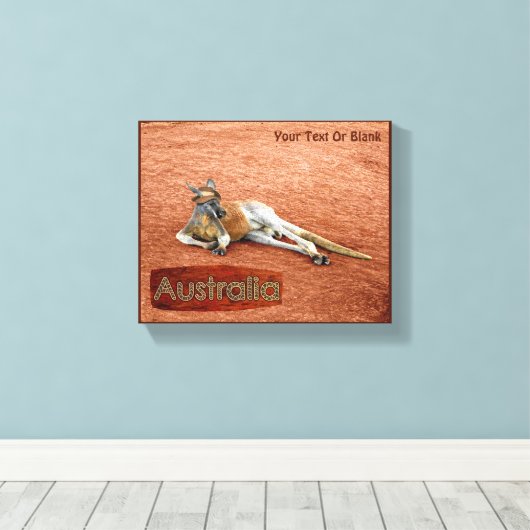 Red Kangaroo in het Pet Slouch Canvas Afdruk (Insitu (Houten vloer))