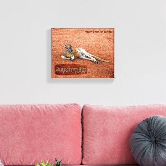 Red Kangaroo in het Pet Slouch Canvas Afdruk (Insitu (Woonkamer))