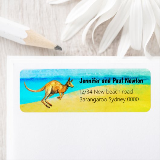 Red kangaroo return Address Label (Insitu)