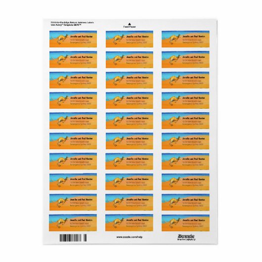 Red kangaroo return Address Label (Full Sheet)
