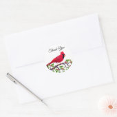 Red Kardinaal Bird Dank je Ronde Sticker (Envelop)