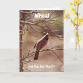 Red Kardinaal Bird Funny Belated Birthday Kaart (Gele Bloem)