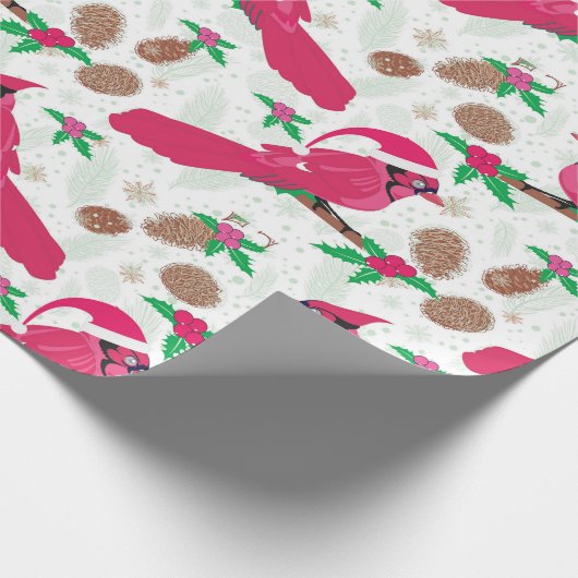 Red Kardinaal Bird santa Cadeaupapier (Hoek)