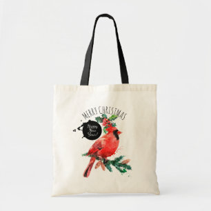 Red Kardinaal Gelukkig Nieuwjaar Vrolijk Kerstfees Tote Bag