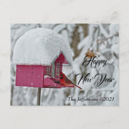 Red Kardinaal Happy Nieuwjaar Briefkaart