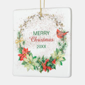 Red Kardinaal Holiday Wreath Keramisch Ornament (Links)