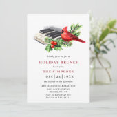 Red Kardinaal Holly Berry kerst HOLIDAY BRUNCH Kaart (Staand voorkant)