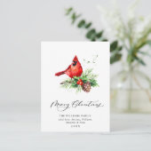 Red Kardinaal Holly Berry kerstfeestdag Briefkaart (Staand voorkant)