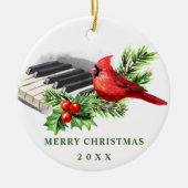 Red Kardinaal Holly Berry kerstfeestdag Keramisch Ornament (Voorkant)