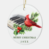 Red Kardinaal Holly Berry kerstfeestdag Keramisch Ornament (Links)