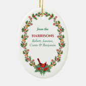 Red Kardinaal Holly Kerstkoekje Keramisch Ornament (Achterkant)