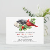Red Kardinaal kerstfeestdag OPEN HUUSE Kaart (Staand voorkant)