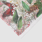 Red Kardinaal kerstwinter Roos Gold Tissuepapier (Detail)