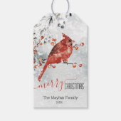 Red Kardinaal Snowy Ilex Berries Kerst Cadeaulabel (Voorkant)