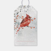 Red Kardinaal Snowy Ilex Berries Kerst Cadeaulabel (Achterkant)