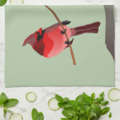 Red Kardinaal Winter Bird Theedoek (Gevouwen)