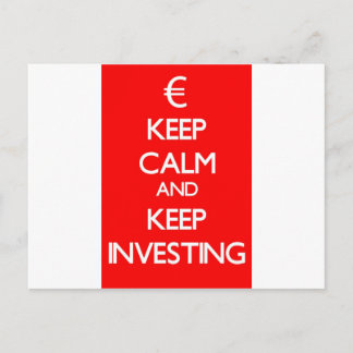 Red Keep Calm en blijf investeren Briefkaart