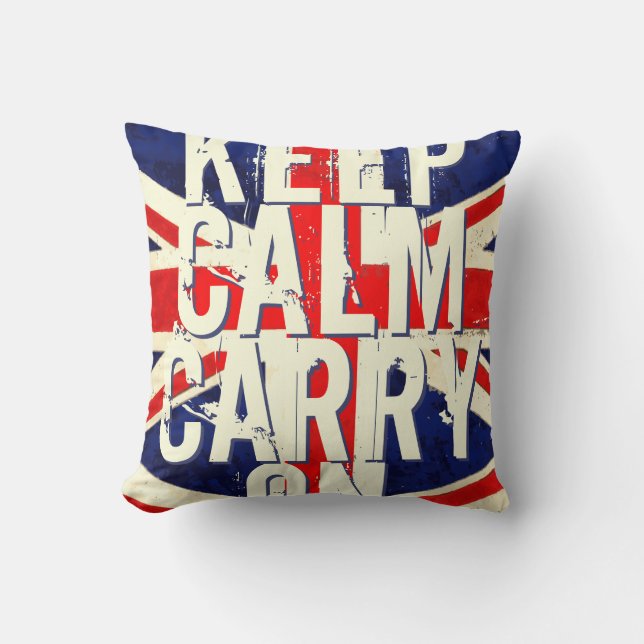 Red KEEP CALM EN Carry ON UK Pillow Kussen (Voorkant)