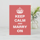 Red Keep Calm en marry op huwelijksuitnodigingen Kaart (Staand voorkant)