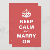 Red Keep Calm en marry op huwelijksuitnodigingen Kaart (Voorkant / Achterkant)