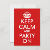 Red Keep Calm en party on Birthday Kaart (Voorkant)