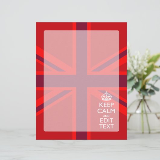 Red Keep Calm heeft Jouw tekst op vlag van de Unie (Staand voorkant)