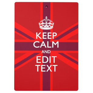 Red Keep Calm heeft Jouw tekst op vlag van de Unie Klembord