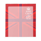 Red Keep Calm heeft Jouw tekst op vlag van de Unie Notitieblok (Voorkant)