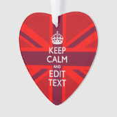 Red Keep Calm heeft Jouw tekst op vlag van de Unie Ornament (voorkant)
