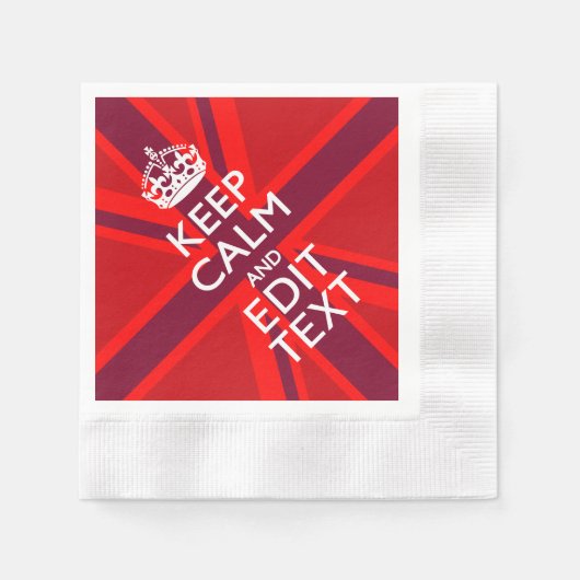 Red Keep Calm heeft Jouw tekst op vlag van de Unie Servetten (Voorkant)