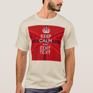 Red Keep Calm heeft Jouw tekst op vlag van de Unie T-shirt